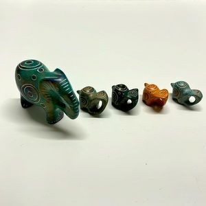 (3/$50)Handcrafted African Art Stone elephants